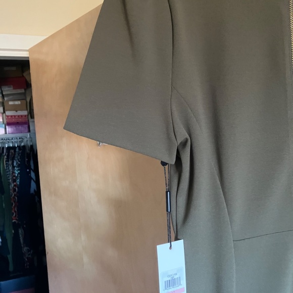 NWT Calvin Klein Olive Green Short Sleeve Sheath Dress Size 10 - Picture 3 of 8